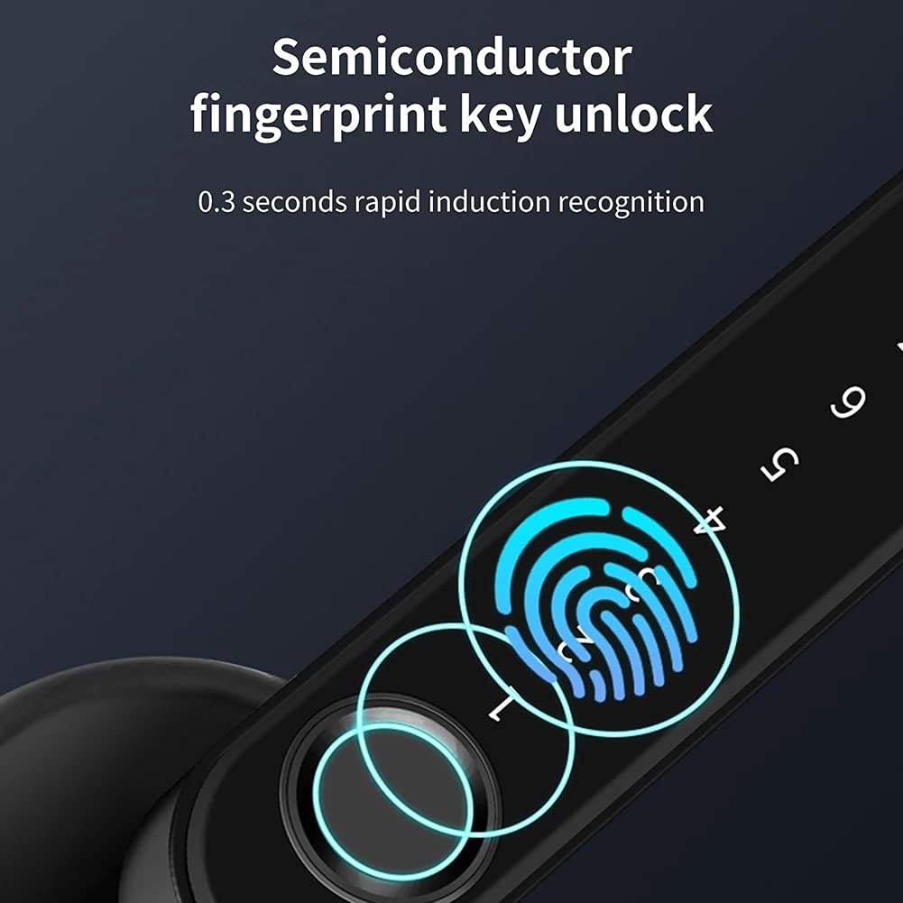 Fingerprint Door Electric Locking Smart Compatible Password Handle Lock App Unlock Keyless Entry Works (SVART) Octopus Feet