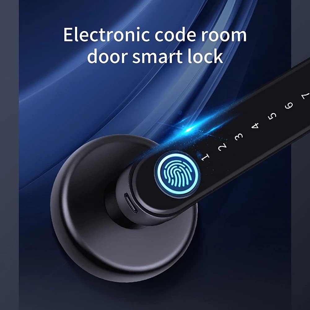 Fingerprint Door Electric Locking Smart Compatible Password Handle Lock App Unlock Keyless Entry Works (SVART) Octopus Feet