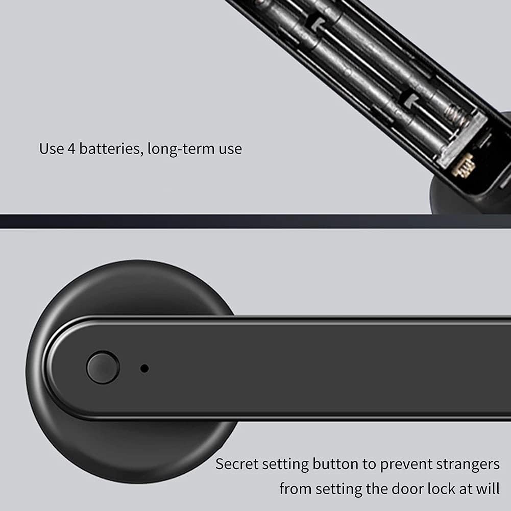 Fingerprint Door Electric Locking Smart Compatible Password Handle Lock App Unlock Keyless Entry Works (SVART) Octopus Feet