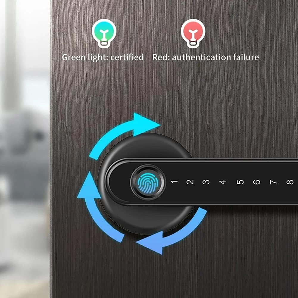 Fingerprint Door Electric Locking Smart Compatible Password Handle Lock App Unlock Keyless Entry Works (SVART) Octopus Feet