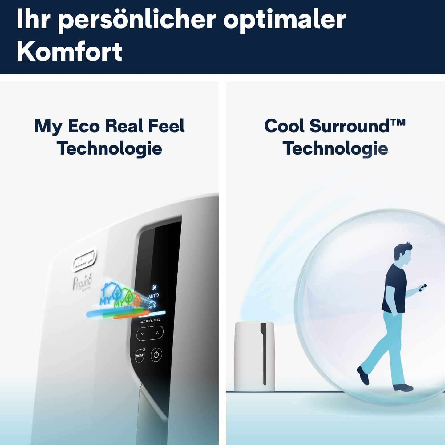 De'Longhi Pinguino PAC EL112 CST WiFi, Mobile Klimaanlage mit MyEcoRealFeel-Technologie für Räume bis zu 110 m³,11.000 BTU/h