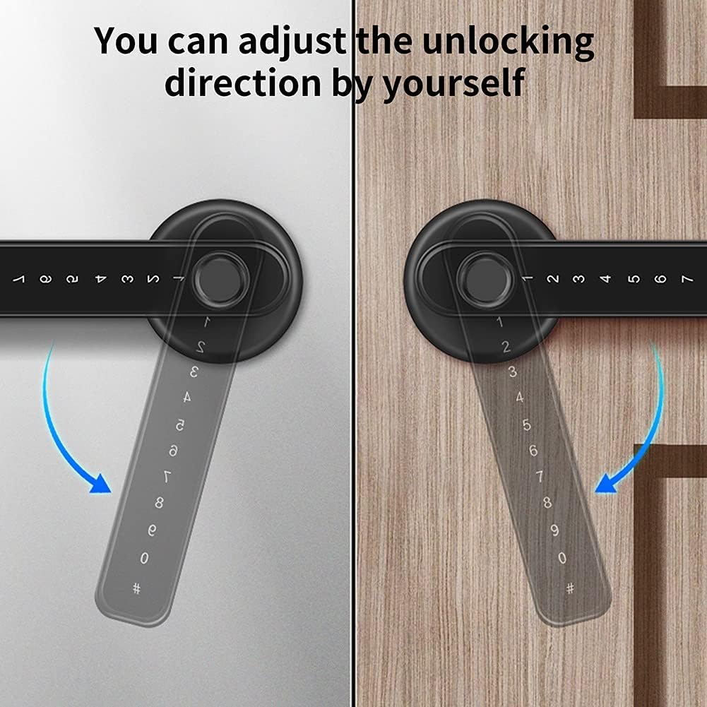 Fingerprint Door Electric Locking Smart Compatible Password Handle Lock App Unlock Keyless Entry Works (SVART) Octopus Feet