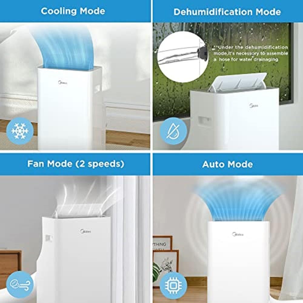 Midea Mobiles Klimagerät Silent Cool 26 Pro, 9000 BTU 2,6kW, Kühlen&Ventilieren&Entfeuchten, Raumgröße bis 88m³(33㎡)