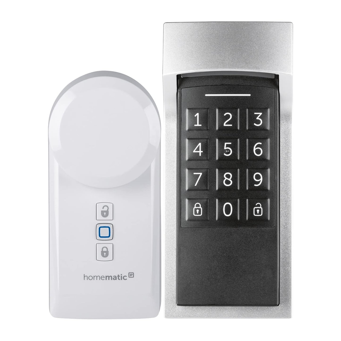 Homematic IP Starter Set Mini Zutritt, Smart Home, elektronisches Türschloss, Smart Lock, steuerbar per App, Alexa & Google Assistant + Homematic IP Keypad, Haustür öffnen und Schließen mit Zahlencode