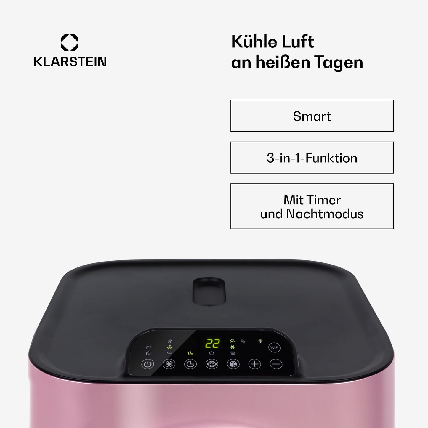 Klarstein Kraftwerk Smart 12K Mobiles Klimagerät – 12000 BTU, 35-59 m², App & Alexa Steuerung