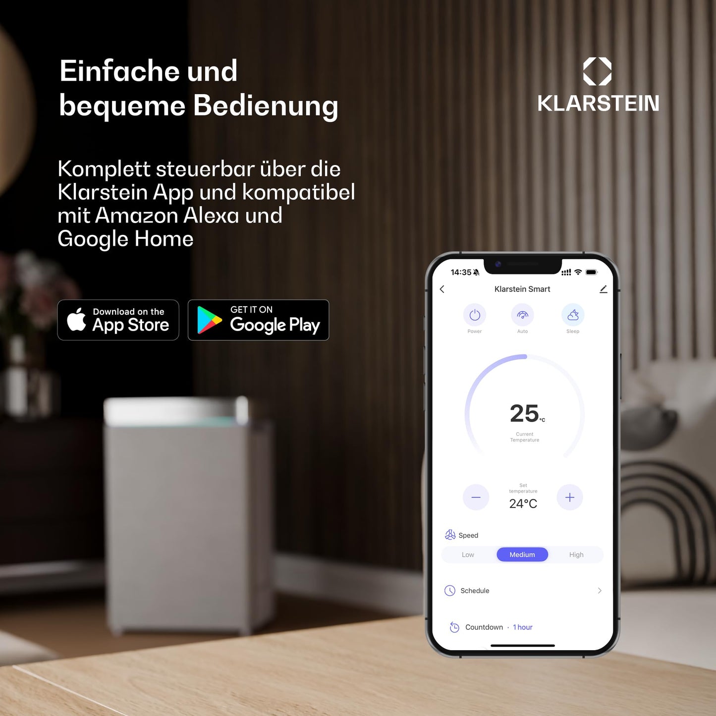 Klarstein Kraftwerk Eco Smart 11 Mobiles Klimagerät – 11,500 BTU, 35-59 m², WiFi & App-Steuerung