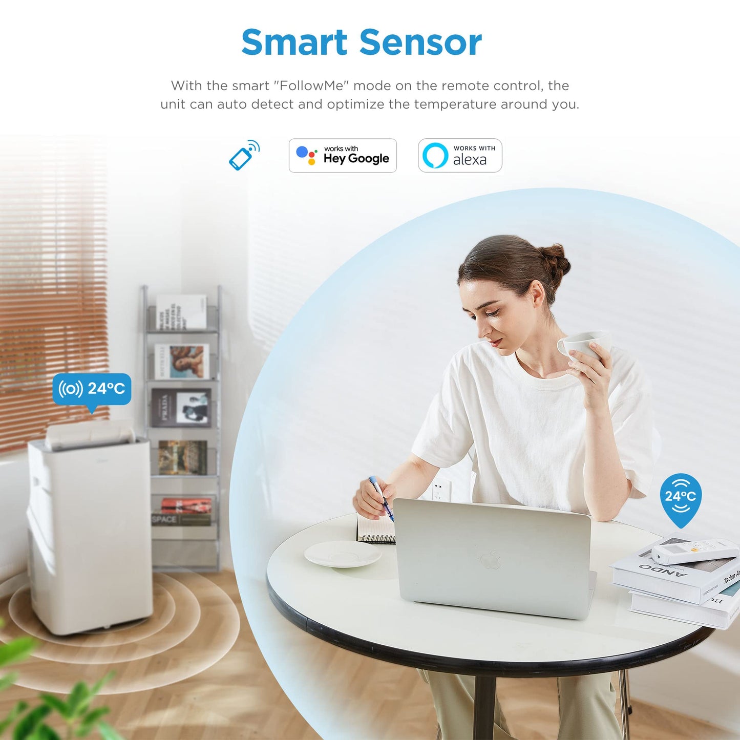 Midea Mobiles Klimagerät Silent Cool 26 Pro WF, 9000 BTU 2,6kW, Kühlen&Ventilieren&Entfeuchten, Raumgröße bis 88m³(33㎡)