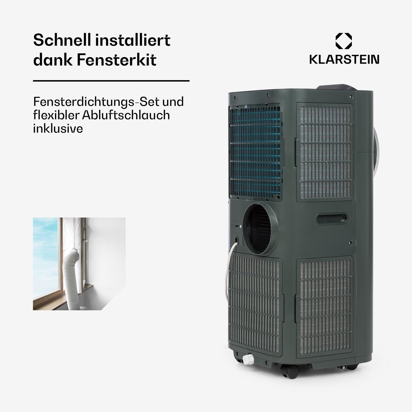 Klarstein Kraftwerk Smart 10K Mobiles Klimagerät – 10000 BTU, 29-49 m², App & Alexa Steuerung