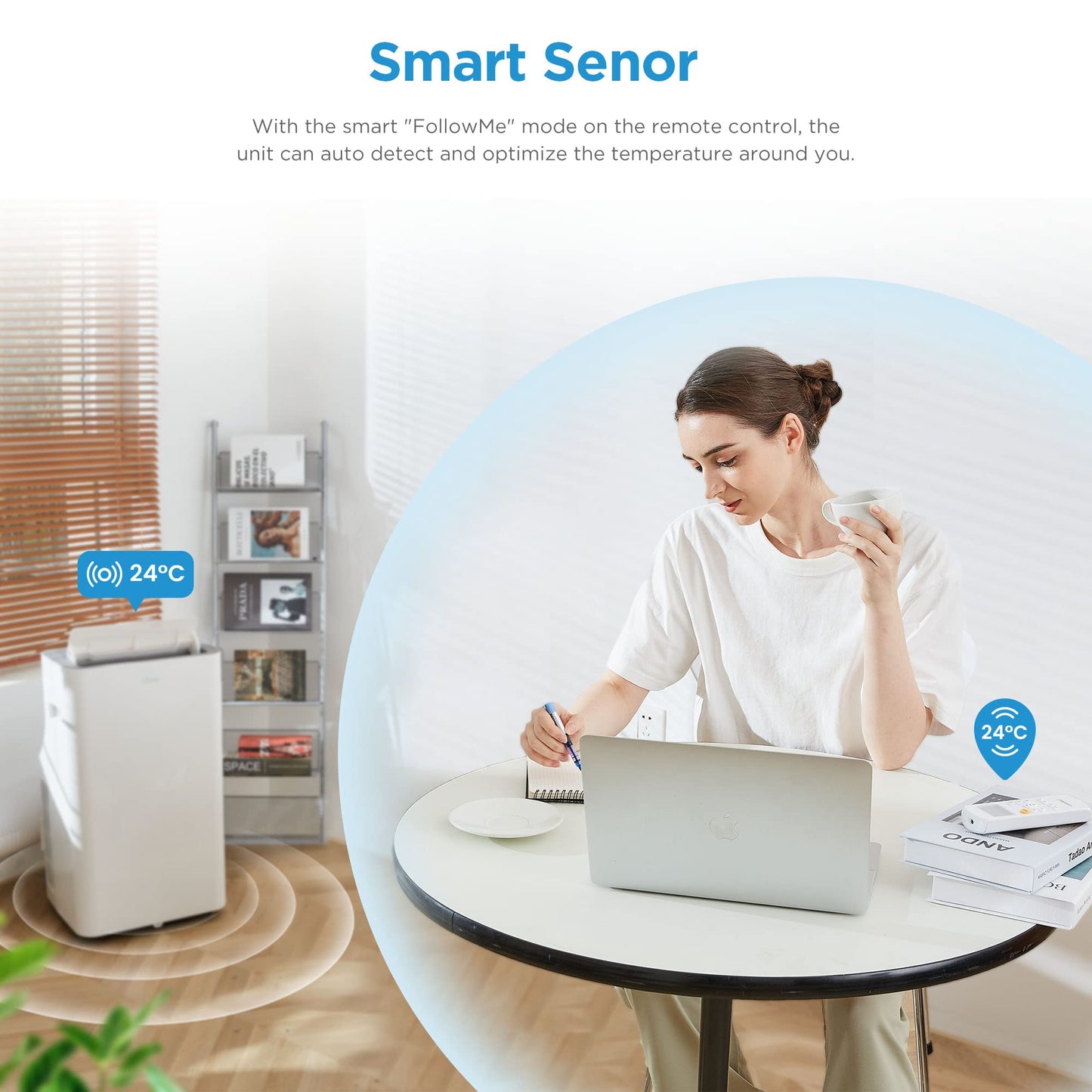 Midea Mobiles Klimagerät Silent Cool 26 Pro, 9000 BTU 2,6kW, Kühlen&Ventilieren&Entfeuchten, Raumgröße bis 88m³(33㎡)