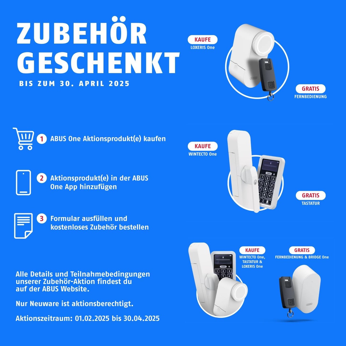 ABUS WINTECTO One Window Drive - Smart Window Handle & HomeTec Pro Bluetooth Keyboard CFT3100 - Code Input to Open the Front Door - For HomeTec Pro Bluetooth Door Lock Drive CFA3100 - White
