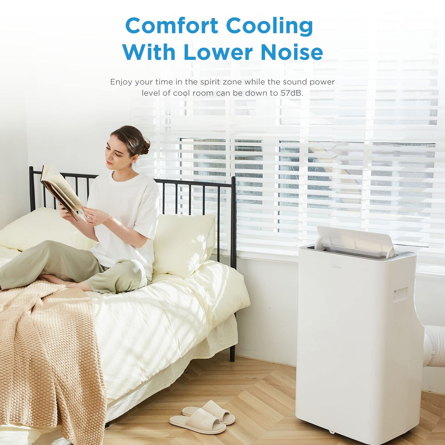 Midea Mobiles Klimagerät Silent Cool 26 Pro, 9000 BTU 2,6kW, Kühlen&Ventilieren&Entfeuchten, Raumgröße bis 88m³(33㎡)