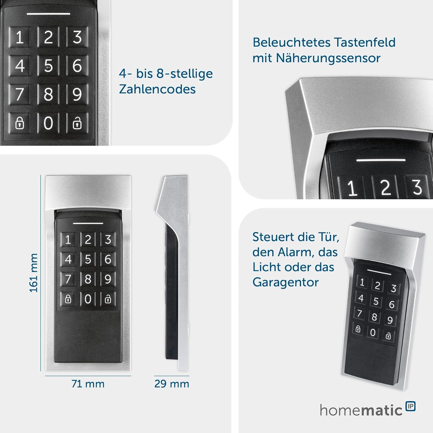 Homematic IP Starter Set Mini Zutritt, Smart Home, elektronisches Türschloss, Smart Lock, steuerbar per App, Alexa & Google Assistant + Homematic IP Keypad, Haustür öffnen und Schließen mit Zahlencode