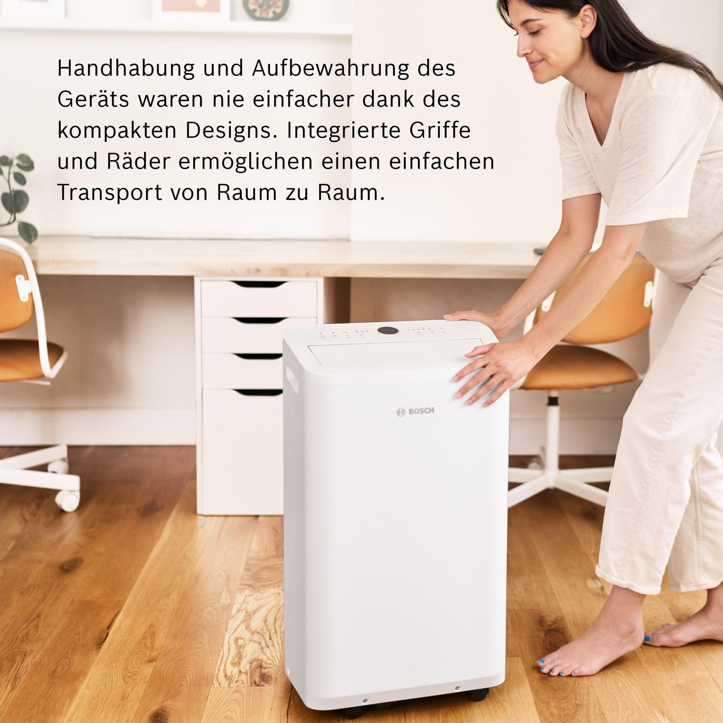 Bosch Cool 2000 Mobiles Klimagerät - 3-in-1: Klimagerät, Luftentfeuchter, Ventilator - 2,6 kW Kühlleistung für Räume