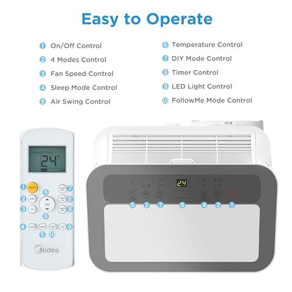 Midea Mobiles Klimagerät Silent Cool 26 Pro WF, 9000 BTU 2,6kW, Kühlen&Ventilieren&Entfeuchten, Raumgröße bis 88m³(33㎡)