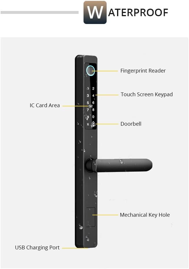 Wasserdichte Buitenentuya Fingerabdrucksperre Appcode Schlüssel Smart Lock elektronische Türschloss für Aluminium Tür/Eisen Tor (45) Octopus Füße