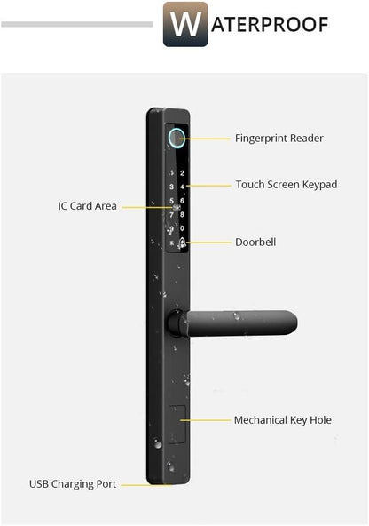 Wasserdichte Buitenentuya Fingerabdrucksperre Appcode Schlüssel Smart Lock elektronische Türschloss für Aluminium Tür/Eisen Tor (45) Octopus Füße