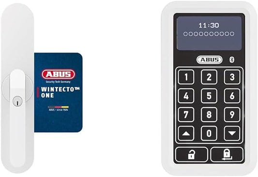 ABUS WINTECTO One Window Drive - Smart Window Handle & HomeTec Pro Bluetooth Keyboard CFT3100 - Code Input to Open the Front Door - For HomeTec Pro Bluetooth Door Lock Drive CFA3100 - White