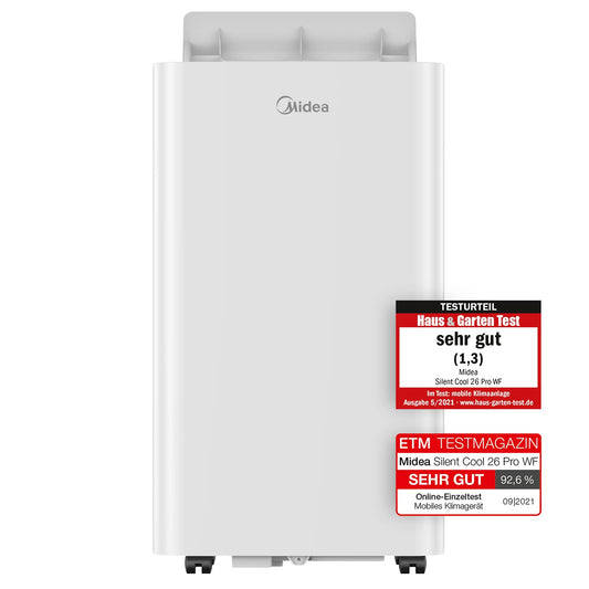 Midea Mobiles Klimagerät Silent Cool 26 Pro WF, 9000 BTU 2,6kW, Kühlen&Ventilieren&Entfeuchten, Raumgröße bis 88m³(33㎡)