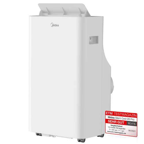 Midea Mobiles Klimagerät Silent Cool 26 Pro, 9000 BTU 2,6kW, Kühlen&Ventilieren&Entfeuchten, Raumgröße bis 88m³(33㎡)