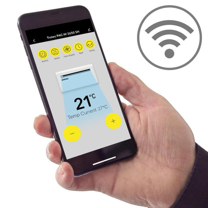 TROTEC Lokales Klimagerät mit Heizfunktion PAC-W 2650 SH mobile Klimaanlage 4-in-1 Kühlung, Beheizung, Ventilation