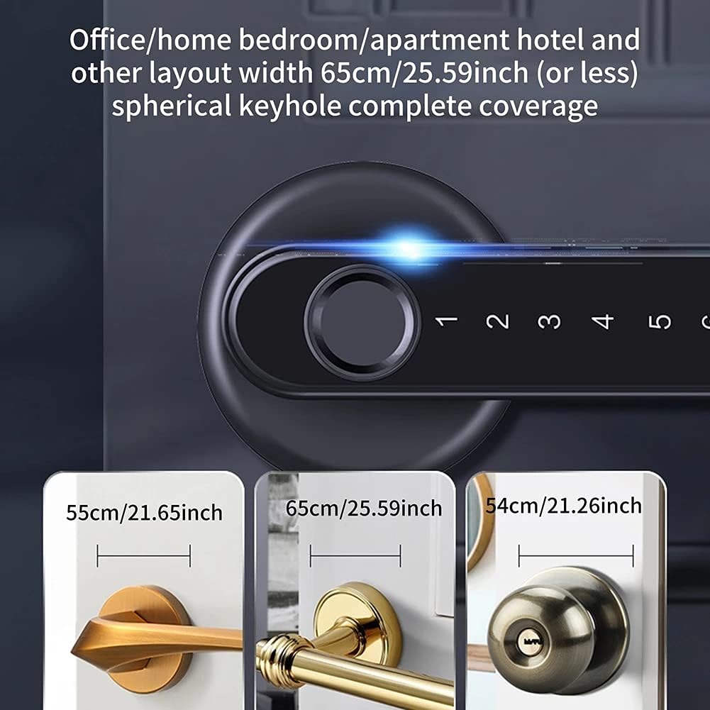 Fingerprint Door Electric Locking Smart Compatible Password Handle Lock App Unlock Keyless Entry Works (SVART) Octopus Feet