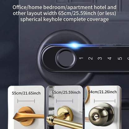 Fingerprint Door Electric Locking Smart Compatible Password Handle Lock App Unlock Keyless Entry Works (SVART) Octopus Feet