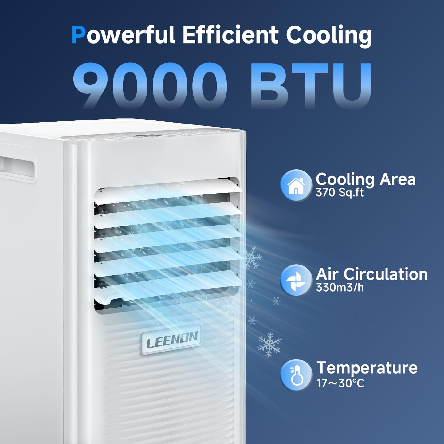 Klimaanlage Mobil 9000 BTU, LEENON Mobil Klimagerät 4 in 1 Kühlen Entfeuchten Ventilato& Schlafmodus, 2.6KW Mobile Klimaanlage mit Abluftschlauch