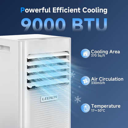 Klimaanlage Mobil 9000 BTU, LEENON Mobil Klimagerät 4 in 1 Kühlen Entfeuchten Ventilato& Schlafmodus, 2.6KW Mobile Klimaanlage mit Abluftschlauch