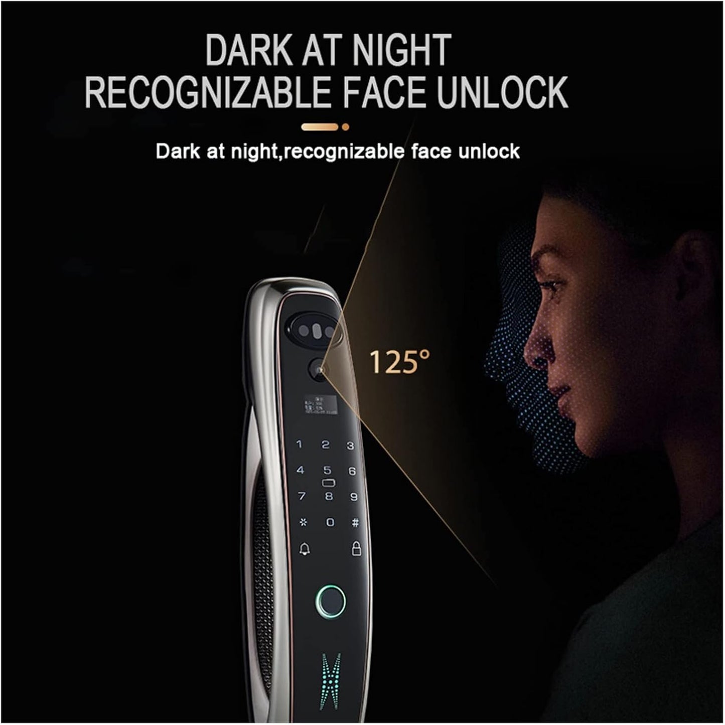 Tuya Smart 3D Face Door Lock Security Face Camera Monitor Intelligent Fingerprint Password Biometric Electronic Key Unlocking Smart Lock (GOLD-30-240-6068) Progress Octopus Foot