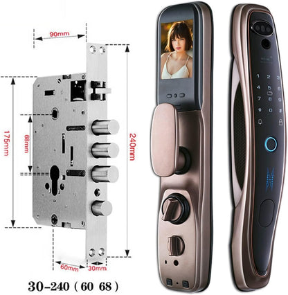 Tuya Smart 3D Face Door Lock Security Face Camera Monitor Intelligent Fingerprint Password Biometric Electronic Key Unlocking Smart Lock (GOLD-30-240-6068) Progress Octopus Foot
