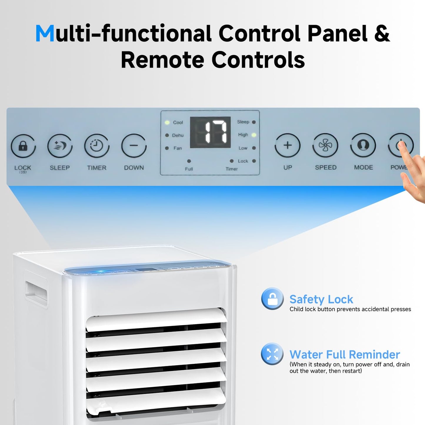 Klimaanlage Mobil 9000 BTU, LEENON Mobil Klimagerät 4 in 1 Kühlen Entfeuchten Ventilato& Schlafmodus, 2.6KW Mobile Klimaanlage mit Abluftschlauch