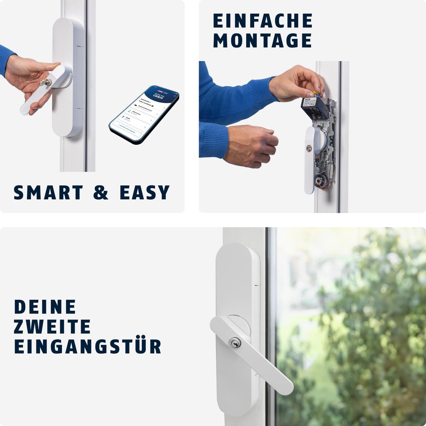 ABUS WINTECTO One Window Drive - Smart Window Handle & HomeTec Pro Bluetooth Keyboard CFT3100 - Code Input to Open the Front Door - For HomeTec Pro Bluetooth Door Lock Drive CFA3100 - White