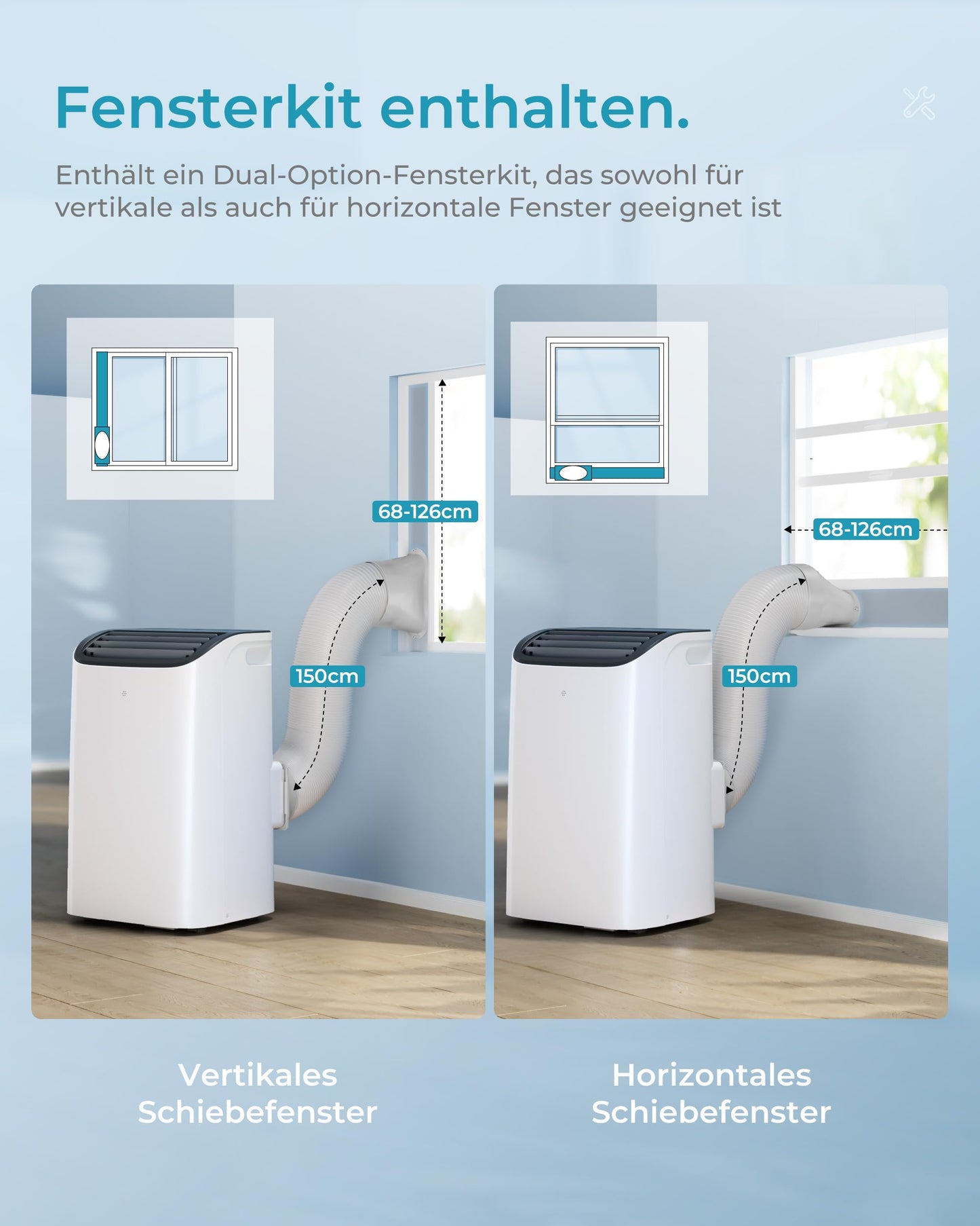 EUHOMY Mobile Klimaanlage 12000 BTU mit Abluftschlauch | 3-in-1 Mobiles Klimagerät