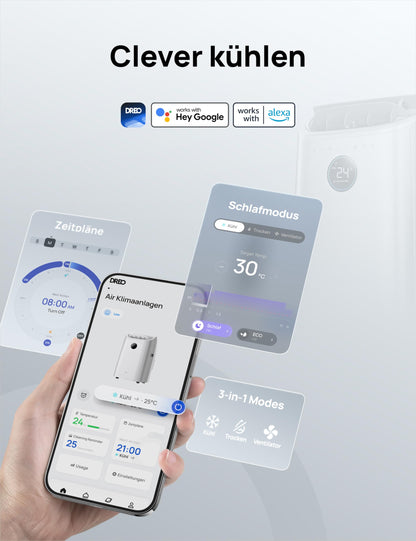 Dreo Tragbare Klimaanlagen, 12.000 BTU Klimaanlage für Schlafzimmer mit abflussfreier Kühlung, APP/Stimme/Fernbedienung