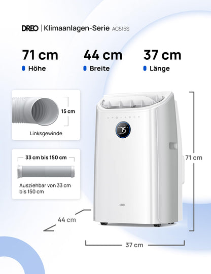 Dreo Tragbare Klimaanlagen, 10.000 BTU AC Einheit für Schlafzimmer mit Drainagefreier Kühlung, APP/Stimme/Fernbedienung