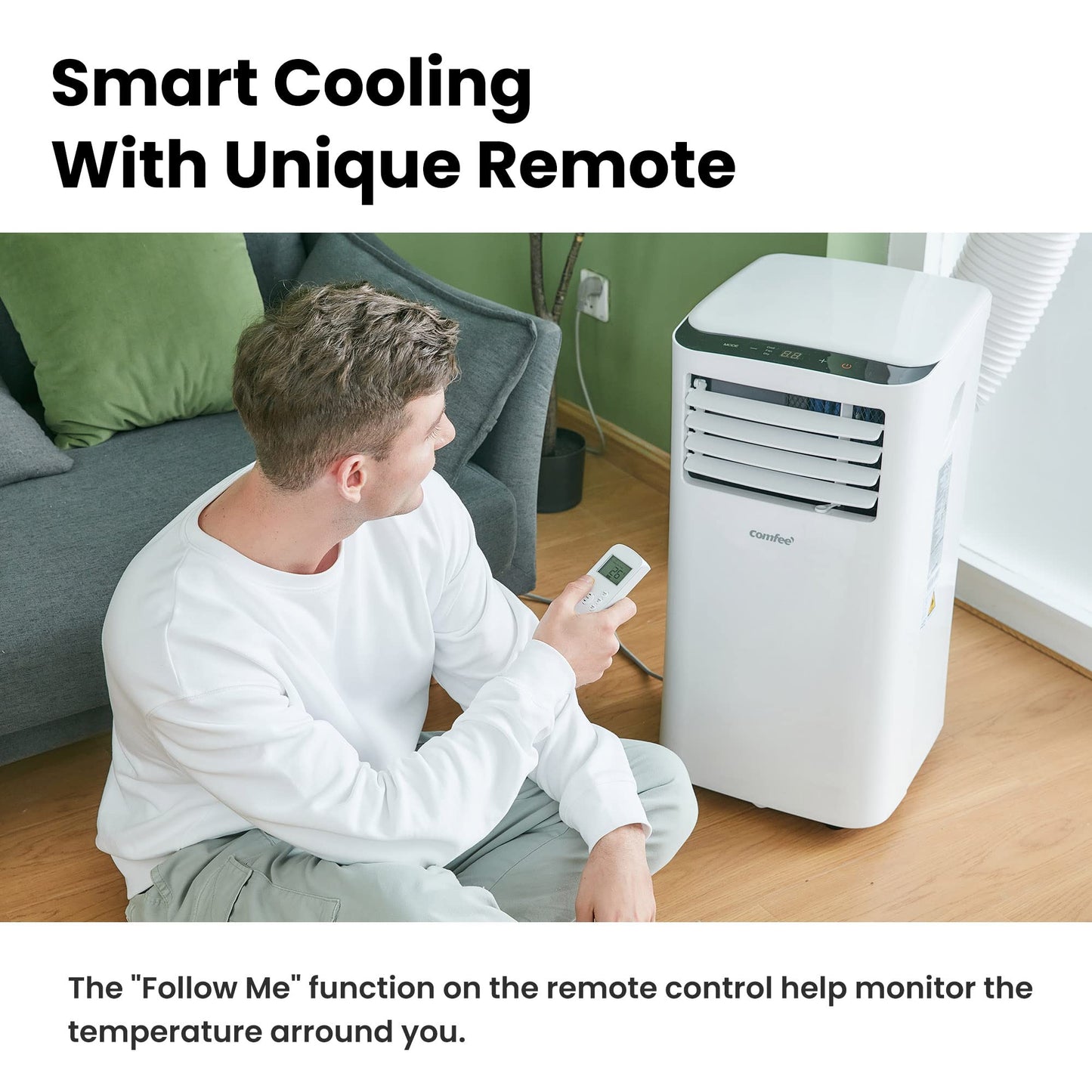 Comfee Mobiles Klimagerät MPPH-09CRN7, 9000 BTU 2,6kW, Kühlen&Ventilieren&Entfeuchten, Raumgröße bis 88m³(33㎡)