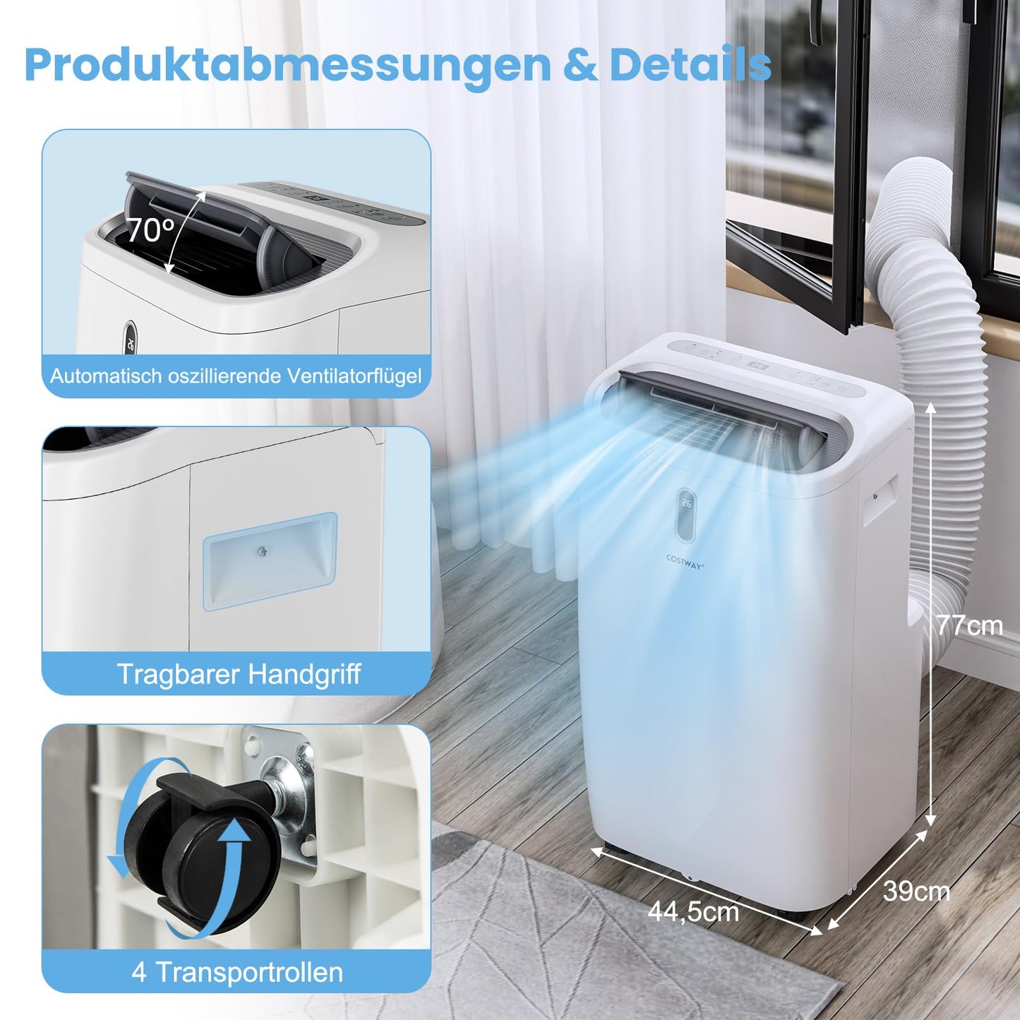 COSTWAY Klimaanlage mobil 16000BTU, Klimagerät mit Abluftschlauch