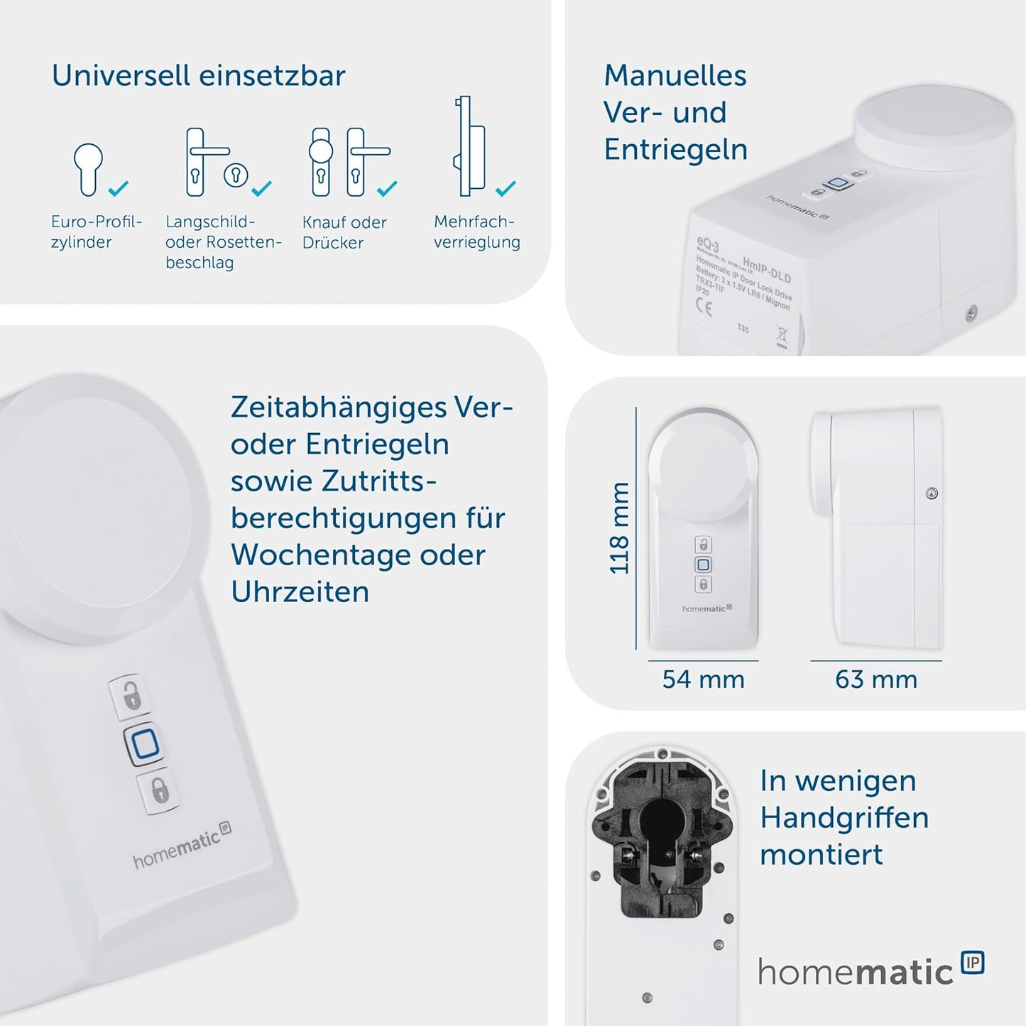 Homematic IP Starter Set Mini Zutritt, Smart Home, elektronisches Türschloss, Smart Lock, steuerbar per App, Alexa & Google Assistant + Homematic IP Keypad, Haustür öffnen und Schließen mit Zahlencode