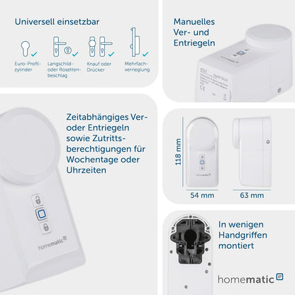 Homematic IP Starter Set Mini Zutritt, Smart Home, elektronisches Türschloss, Smart Lock, steuerbar per App, Alexa & Google Assistant + Homematic IP Keypad, Haustür öffnen und Schließen mit Zahlencode