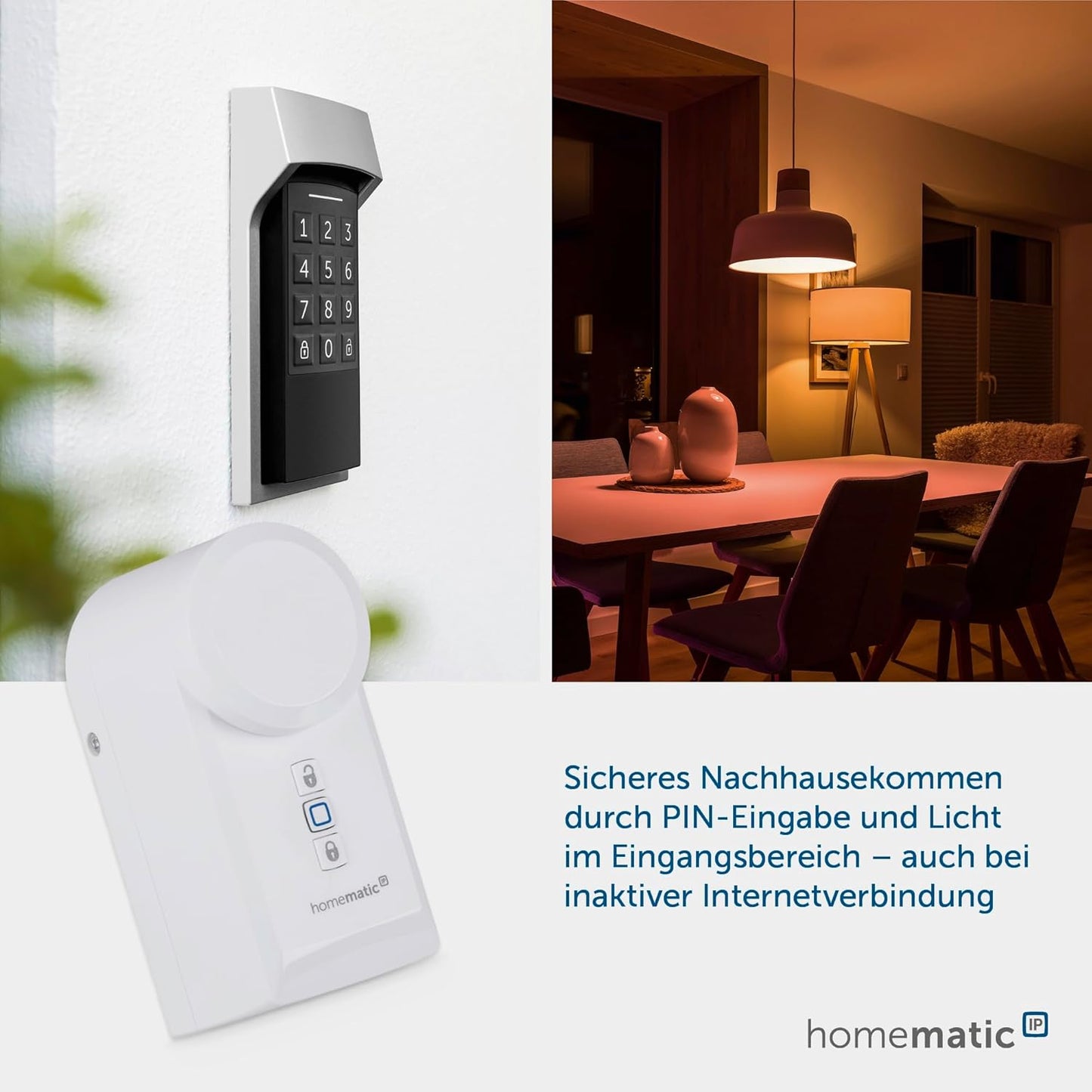 Homematic IP Starter Set Mini Zutritt, Smart Home, elektronisches Türschloss, Smart Lock, steuerbar per App, Alexa & Google Assistant + Homematic IP Keypad, Haustür öffnen und Schließen mit Zahlencode