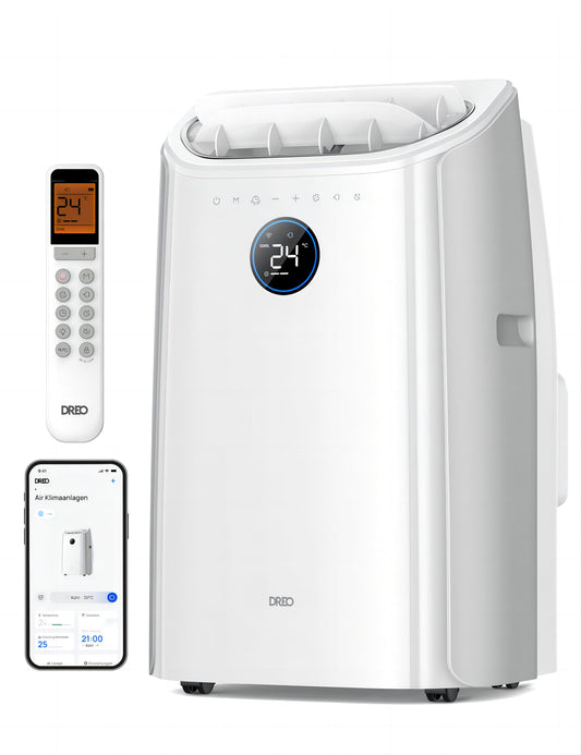Dreo Tragbare Klimaanlagen, 10.000 BTU AC Einheit für Schlafzimmer mit Drainagefreier Kühlung, APP/Stimme/Fernbedienung