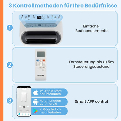 COSTWAY Klimaanlage mobil 16000BTU, Klimagerät mit Abluftschlauch