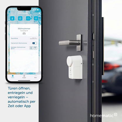 Homematic IP Starter Set Mini Zutritt, Smart Home, elektronisches Türschloss, Smart Lock, steuerbar per App, Alexa & Google Assistant + Homematic IP Keypad, Haustür öffnen und Schließen mit Zahlencode