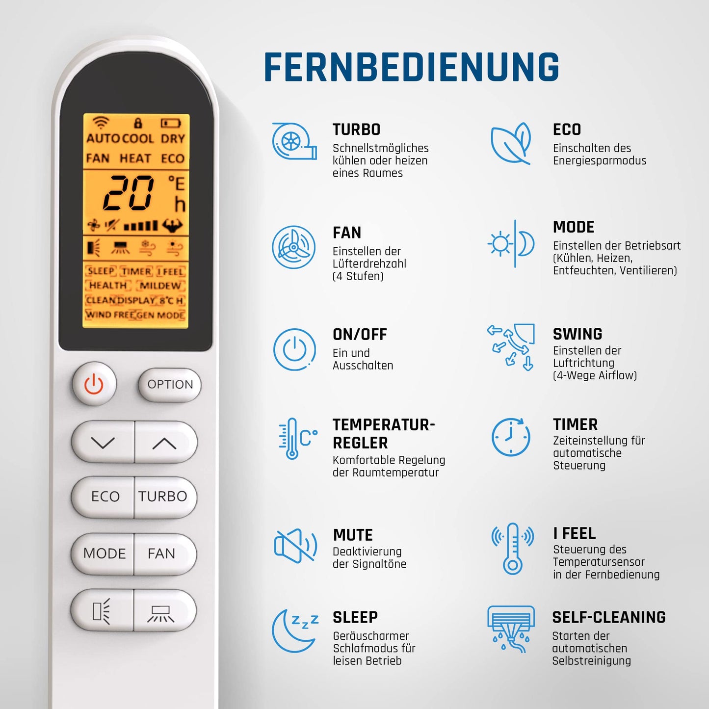 Danyon Klimaanlage Split - 12000 BTU - 3,4 kW, Selbstreinigung, leise, Smart Home, Inverter Klimagerät mit Heizfunktion
