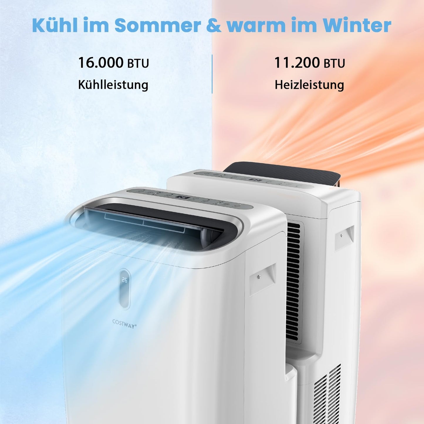 COSTWAY Klimaanlage mobil 16000BTU, Klimagerät mit Abluftschlauch