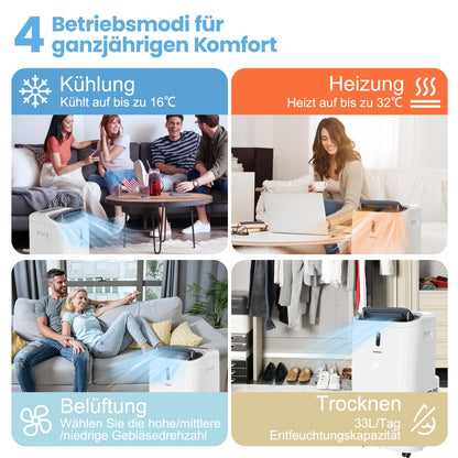 COSTWAY Klimaanlage mobil 16000BTU, Klimagerät mit Abluftschlauch
