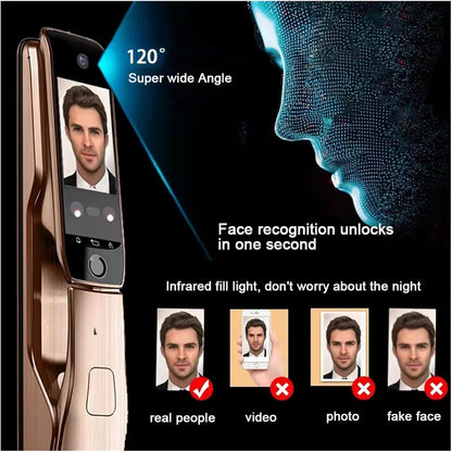 Tuya APP Fernbedienung Sprachsprechanlage 3D Gesichtserkennung Smart Türschloss mit Kamera Palmprint Passwort Smart Lock (Farbe: 30240 Zwei Batterien, Größe: 1 Stück)