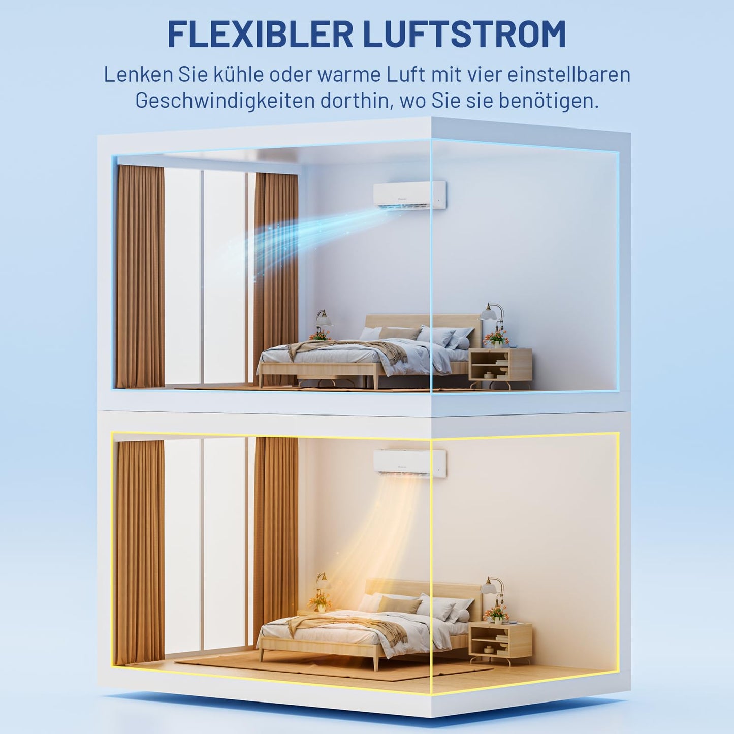 Split Klimaanlage 12000 BTU，4-in-1-Kältegerät mit Heizen, Kühlen, Entfeuchten und Lüften