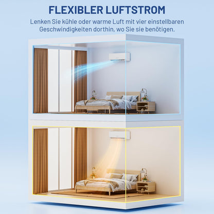 Split Klimaanlage 12000 BTU，4-in-1-Kältegerät mit Heizen, Kühlen, Entfeuchten und Lüften