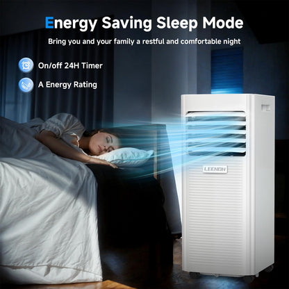 Klimaanlage Mobil 9000 BTU, LEENON Mobil Klimagerät 4 in 1 Kühlen Entfeuchten Ventilato& Schlafmodus, 2.6KW Mobile Klimaanlage mit Abluftschlauch